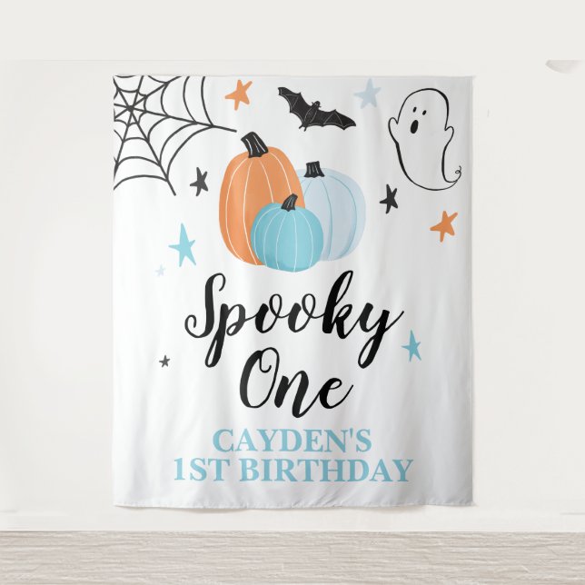 Tenture Un joyeux premier anniversaire Halloween Citrouill (Devant)