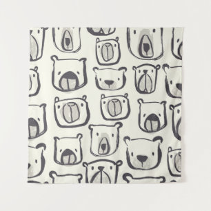 Tenture Un mignon ours, un motif sans couture dessiné à la