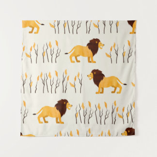 Tenture Un motif africain sans couture avec un lion mignon