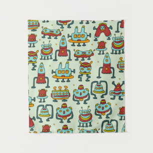 Tenture Un motif de robots - aliens. illustration.