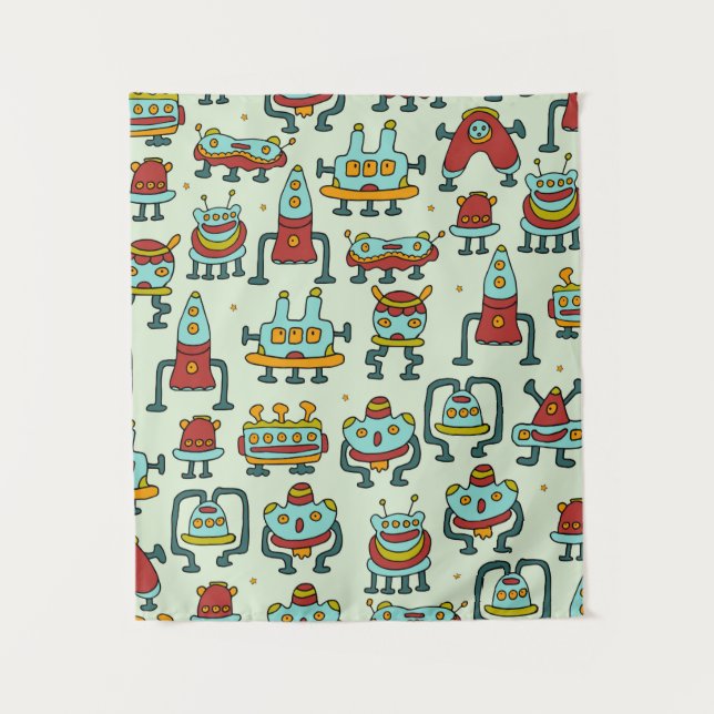 Tenture Un motif de robots - aliens. illustration.  (Devant)