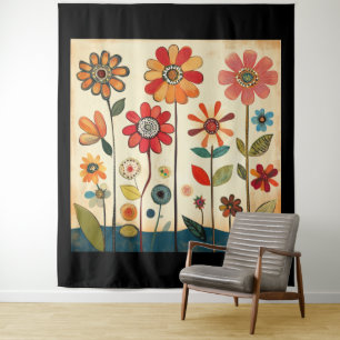 Tenture Un parterre chaud de zinnias en terre cuite