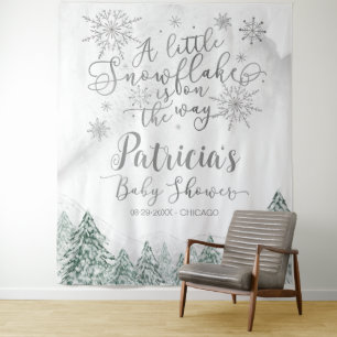 Tenture Un petit Baby shower gris Snowflake