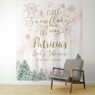 Tenture Un petit Baby shower rose Snowflake