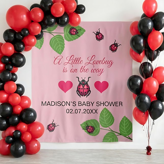 Tenture Un Petit Love Bug Est En Route Ladybug Baby Shower (Créateur téléchargé)