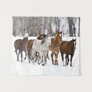 Tenture Un Pittoresque hivernal de chevaux de course