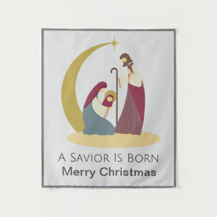 Tenture Un Sauveur Est Né Or Joyeux Noël Nativité