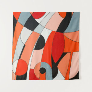 Tenture Un tableau abstrait de noir, blanc et re