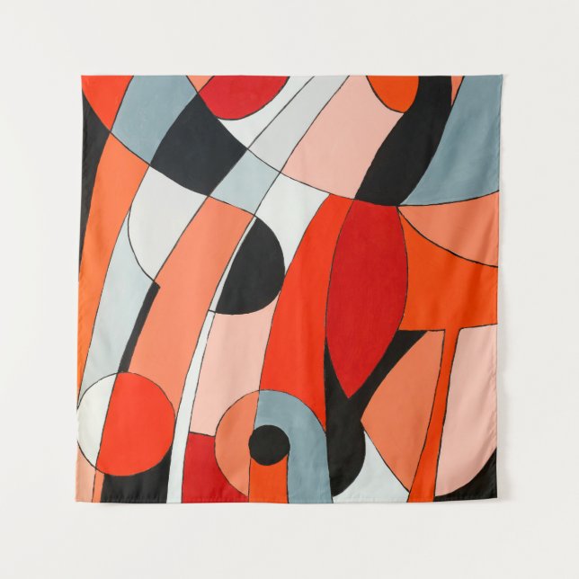 Tenture Un tableau abstrait de noir, blanc et re (Devant)