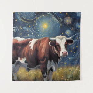 Tenture Un taureau dans la nuit étoilée