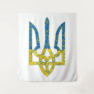 Tenture Un trident ukrainien texturé drapeau d'Ukraine cou