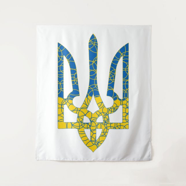 Tenture Un trident ukrainien texturé drapeau d'Ukraine cou (Devant)