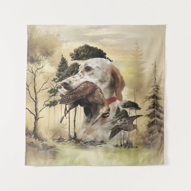 Tenture Une bécasse avec le setter anglais (Devant)