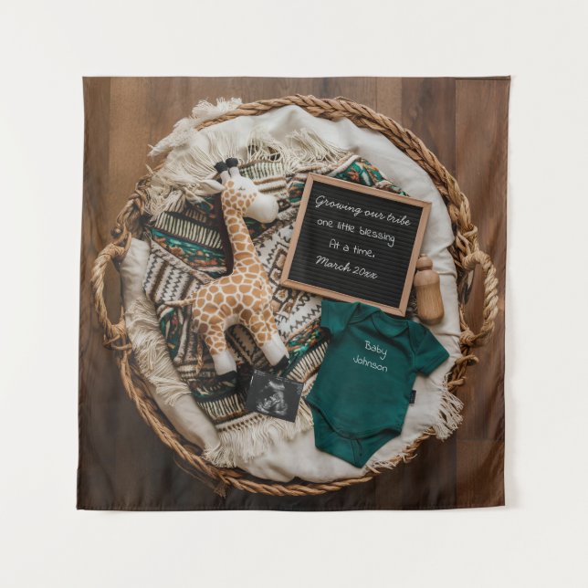 Tenture Une belle annonce de grossesse bohème vintage  (Devant)