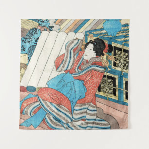 Tenture Une dame japonaise orientale en kimono maiko geish