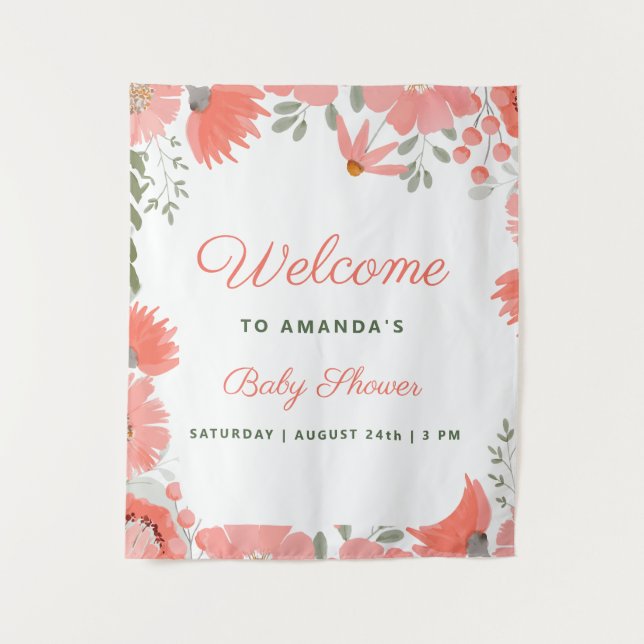 Tenture Une petite fille sauvageonne aux fleurs Baby Showe (Devant)