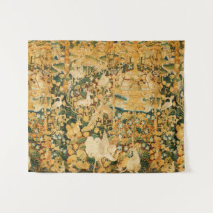 TENTURE UNICORN, GRIFFIN BLANC, ANIMAUX, FLEURS D'IMAGINAI