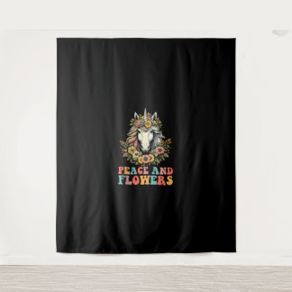 Tenture Unicorn Peace Et Fleurs Fleurie Citerne Fleur Cour