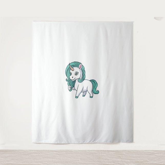 Tenture Unicorne Avec Pétrole Mane Cute Drôle Conception U (Devant)