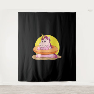 Tenture Unicorne dans la bague de natation
