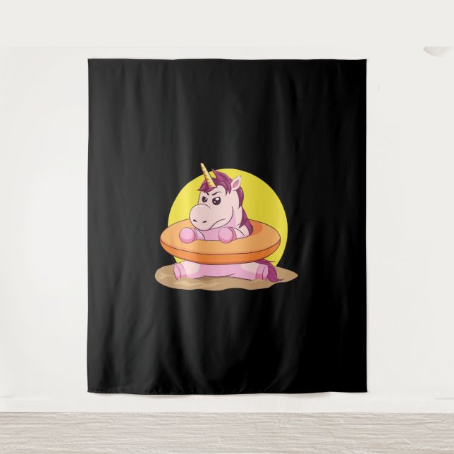 Tenture Unicorne dans la bague de natation (Devant)
