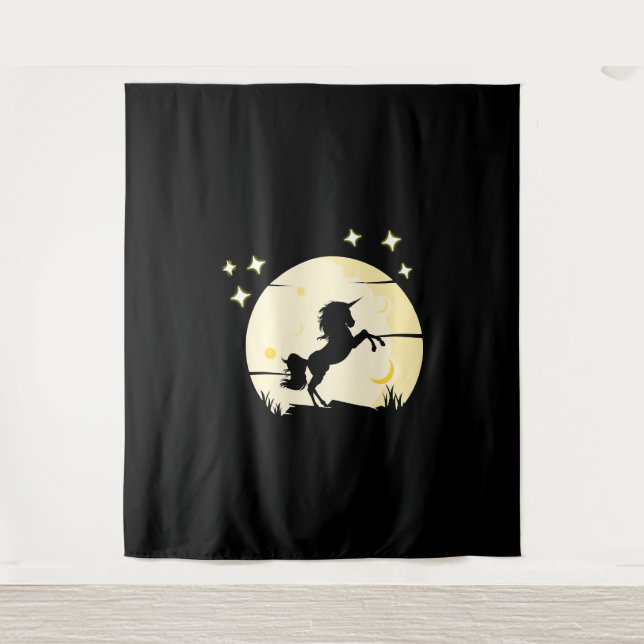 Tenture Unicorne Devant La Lune (Devant)
