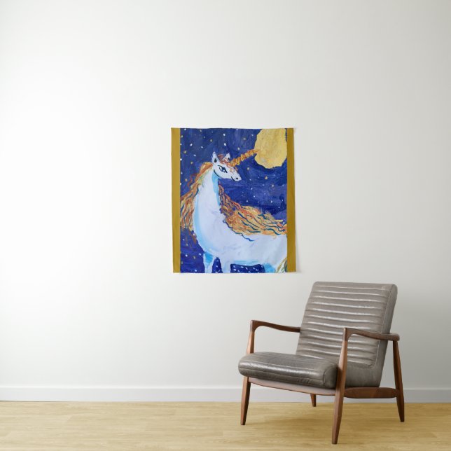 Tenture Unicorne "L'art des enfants" (En situation)