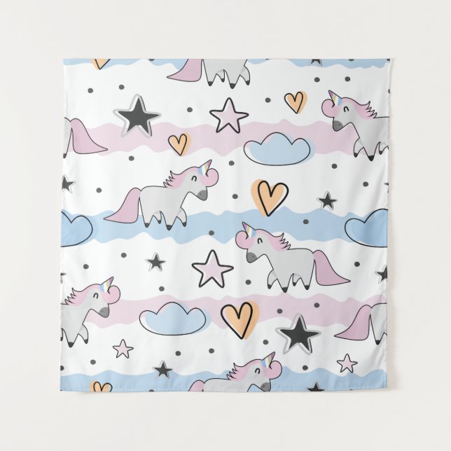 Tenture Unicorns and stars pattern (Devant)