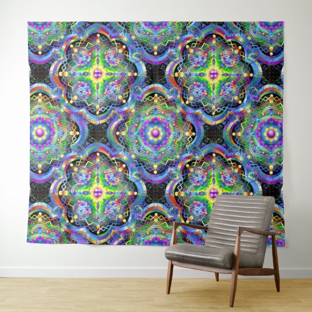 Tenture Univers Mandala Couleurs Psychédéliques (En situation (horizontale))