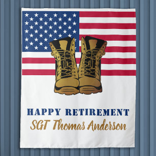 Tenture USA American Flag Gold Boots Retraite militaire