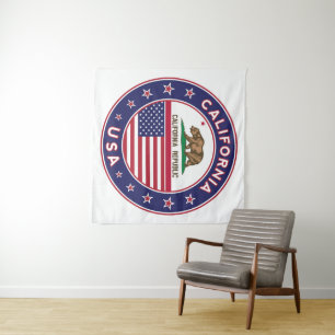 Tenture USA_STATES - WITH_FLAG_California_circle_with_flag