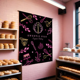 Tenture Ustensiles de cuisine et de pâtisserie Black, Pink
