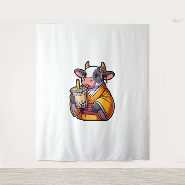 Tenture Vache Bubble Thé Japonais Kimono (Devant)