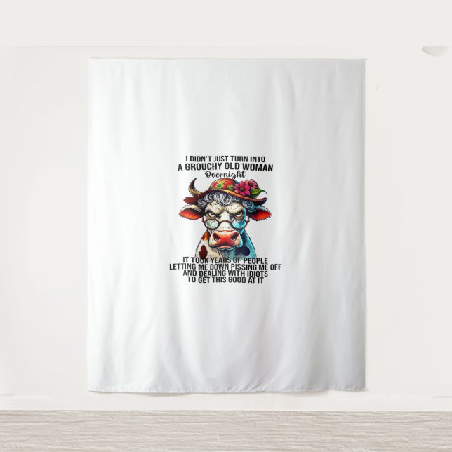 Tenture Vache Je ne me suis pas contentée de me transforme (Devant)