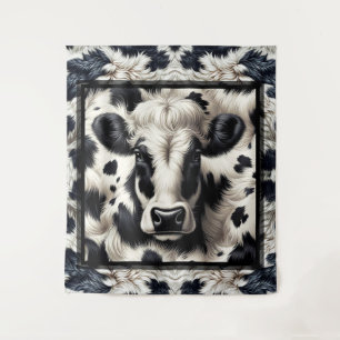 Tenture Vache noire et blanche Cuir de vache Poil Aspect v