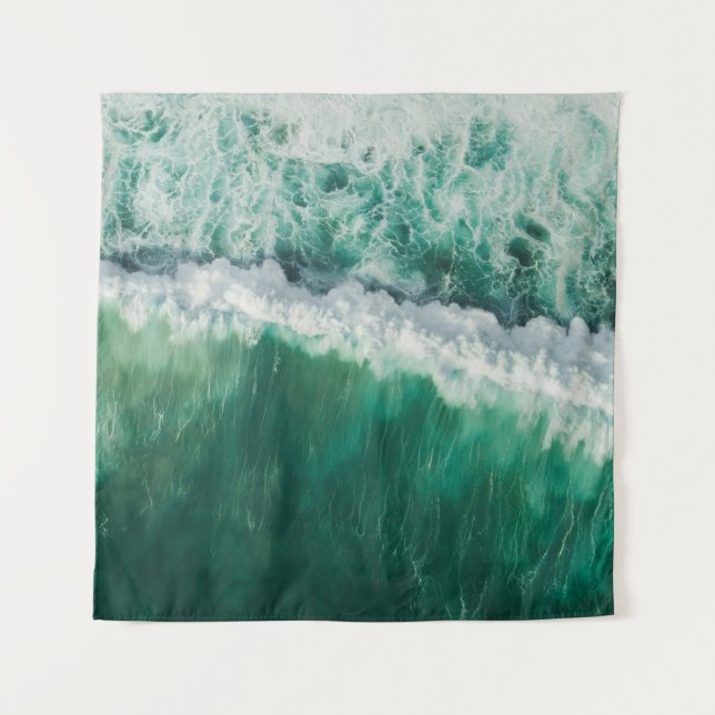 Tenture Vague aérienne turquoise : tir de drone (Devant)