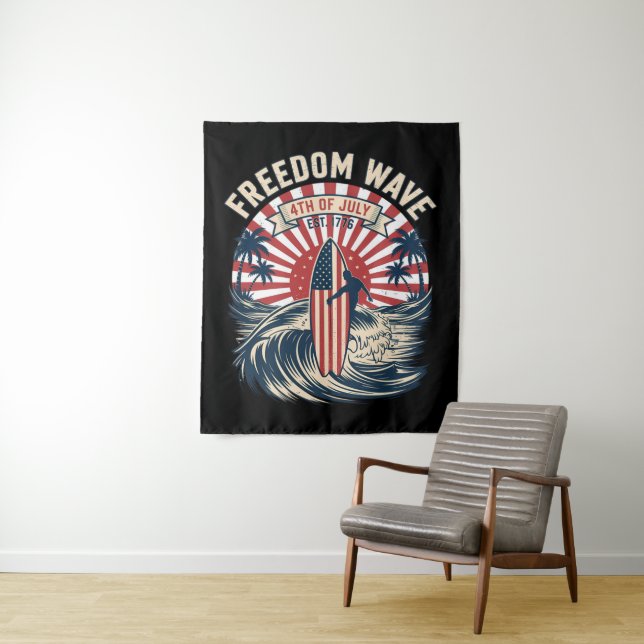 Tenture Vague de liberté 4 juillet (En situation)