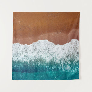 Tenture Vague d'océan sur une plage de sable, vue arrière 