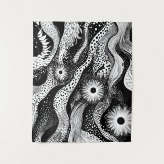 Tenture Vagues à pointes noir et blanc