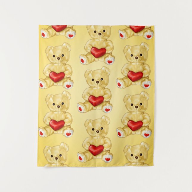 Tenture Valentine Teddy Ours Avec Coeur (Devant)