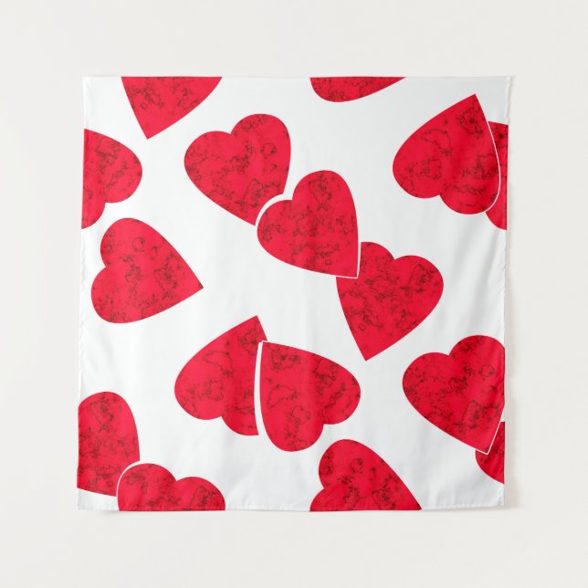Tenture Valentines invisibles Jour coeur rouge blanc motif (Devant)