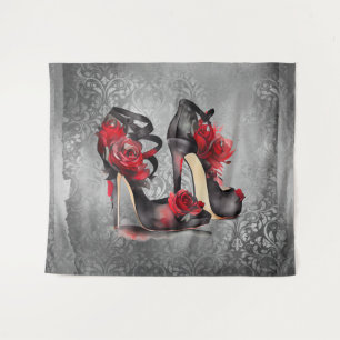 Tenture Vampy Strappy Stilettos   Roses rouges talons sur