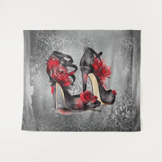 Tenture Vampy Strappy Stilettos | Roses rouges talons sur  (Devant (Horizontal))