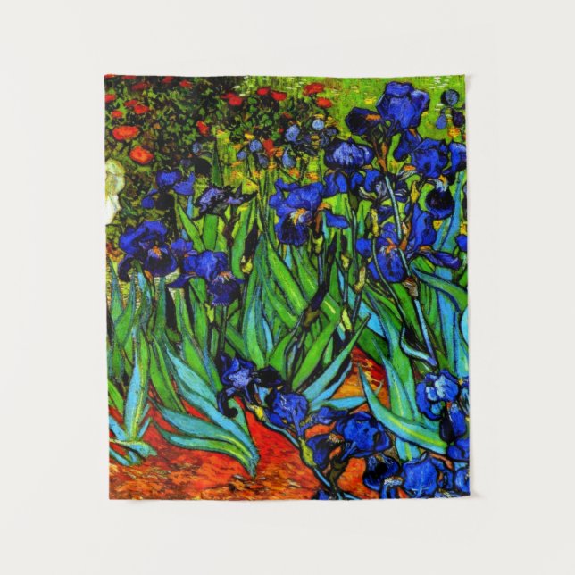 Tenture Van Gogh - Irises, beau art bleu d'Indigo (Devant)