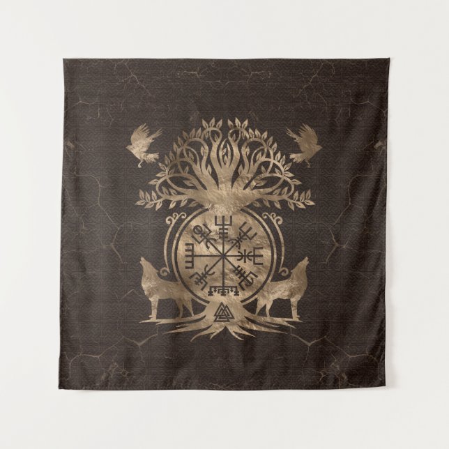 Tenture Végétarienne - Ornement de boussole viking (Devant)