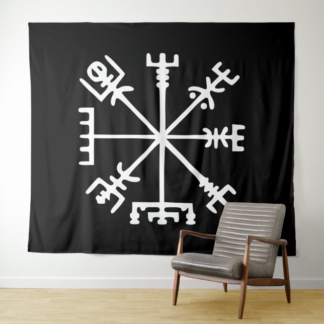 Tenture Vegvísir (Boussole Viking) (En situation (horizontale))