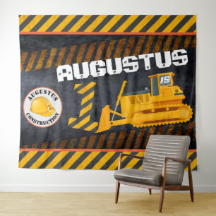 Tenture Véhicule de construction Noir et jaune  1er annive