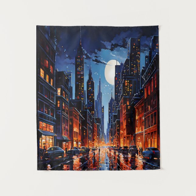Tenture Véritable paysage urbain de nuit (Devant)
