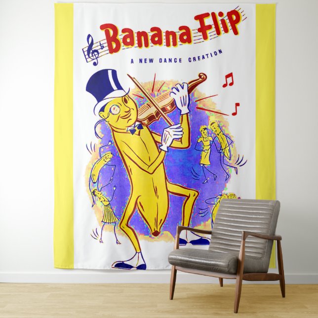 Tenture vers 1950 Banana Feuille de musique imprimé (En situation)