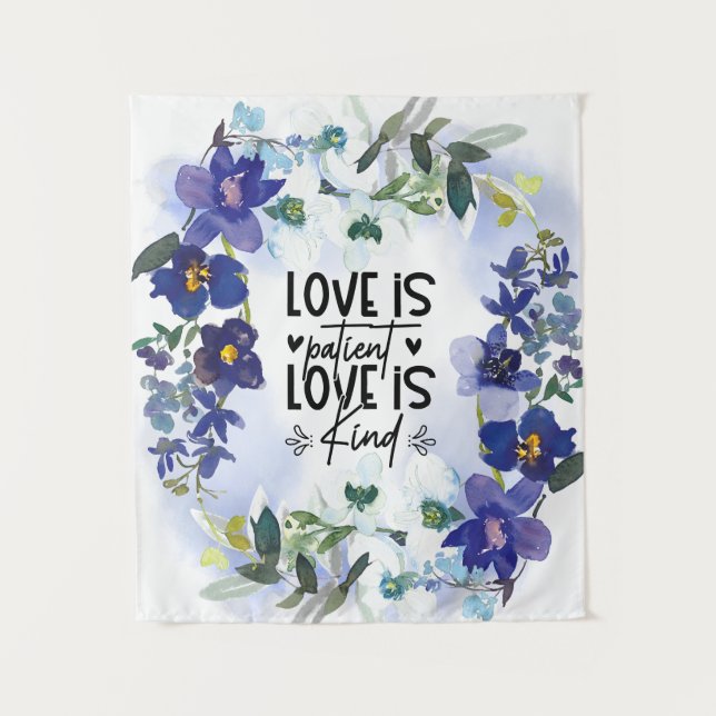 Tenture Verset biblique 1 Corinthiens 13:4 L'amour est Pat (Devant)